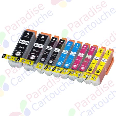 Epson 26XL ensemble de 10 cartouches d'encre compatibles haute capacité (Paradise Cartouche)