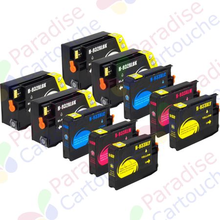 HP 932XL & 933XL ensemble de 10 cartouches d'encre compatibles haute capacité (Paradise Cartouche)