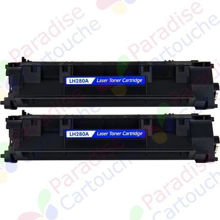 HP 80A (CF280A) ensemble de 2 toner compatibles noir (Paradise Cartouche)