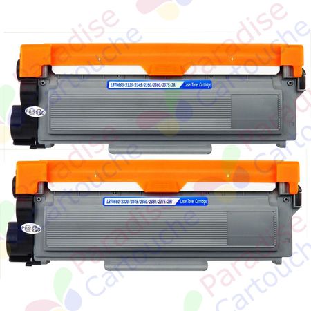 Brother TN2320 (TN2310) ensemble de 2 toner compatibles haute capacité noir (Paradise Cartouche)