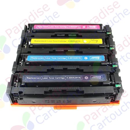 HP 201X (201A) ensemble de 4 toner compatibles haute capacité (Paradise Cartouche)