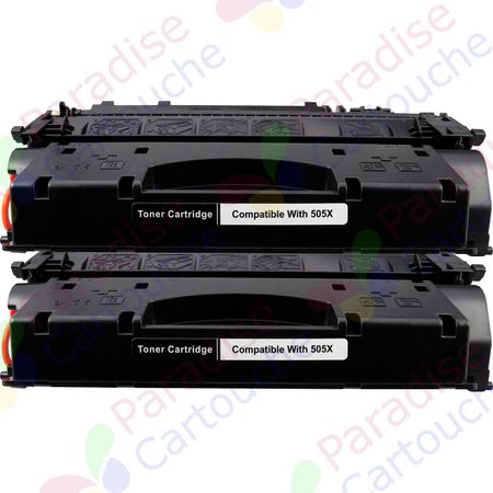 HP 05X (CE505X) ensemble de 2 toner compatibles noir haute capacité (Paradise Cartouche)