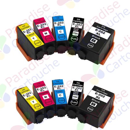 Epson 202XL ensemble de 10 cartouches d'encre compatibles haute capacité (Paradise Cartouche)