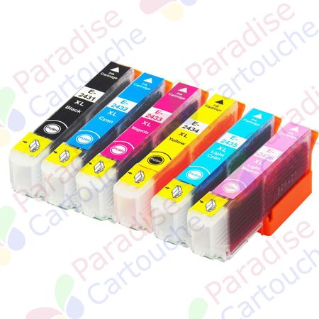 Epson 24XL ensemble de 6 cartouches d'encre compatibles haute capacité (Paradise Cartouche)