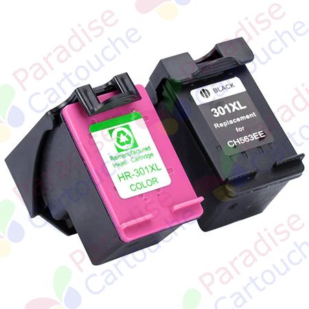 HP 301XL ensemble de 2 cartouches d'encre compatibles haute capacité (Paradise Cartouche)