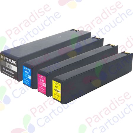 HP 970XL & 971XL ensemble de 4 cartouches d'encre compatibles haute capacité (Paradise Cartouche)