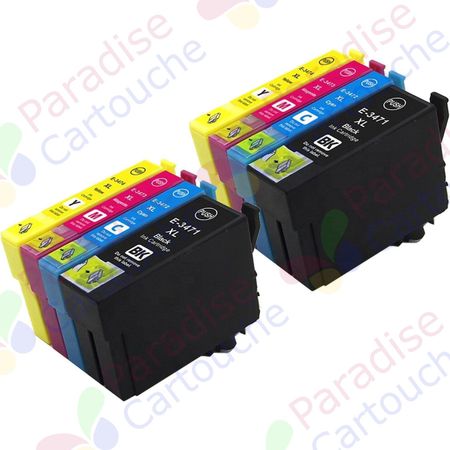 Epson 34XL ensemble de 8 cartouches d'encre compatibles haute capacité (Paradise Cartouche)