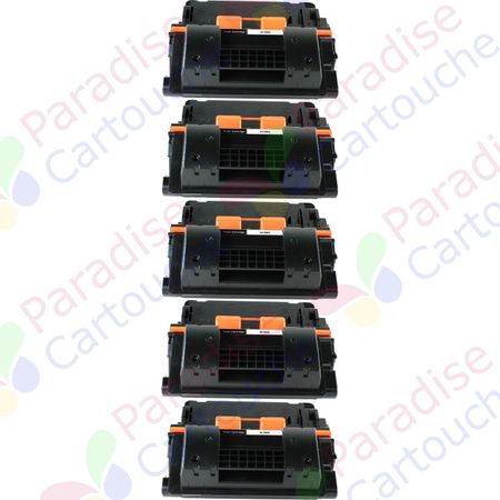 HP 90X (CE390X) ensemble de 5 toner compatibles noir haute capacité (Paradise Cartouche)