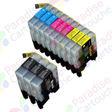 Brother LC1240 (LC1220) ensemble de 12 cartouches d'encre compatibles haute capacité (Paradise Cartouche)