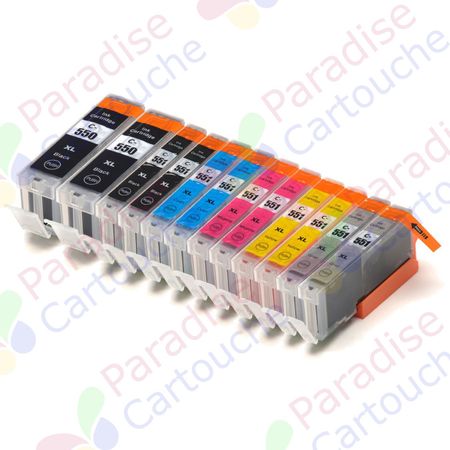 Canon PGI-550XL & CLI-551XL ensemble de 12 cartouches d'encre compatibles haute capacité (Paradise Cartouche)