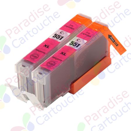 Canon CLI-551XL ensemble de 2 cartouches d'encre compatibles magenta haute capacité (Paradise Cartouche)