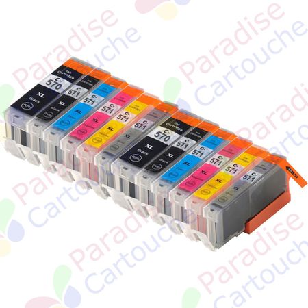 Canon PGI-570XL & CLI-571XL ensemble de 12 cartouches d'encre compatibles haute capacité (Paradise Cartouche)