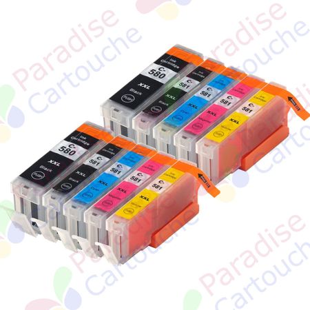 Canon PGI-580XXL & CLI-581XXL ensemble de 10 cartouches d'encre compatibles super haute capacité (Paradise Cartouche)