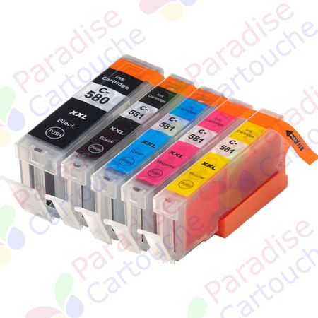 Canon PGI-580XXL & CLI-581XXL ensemble de 5 cartouches d'encre compatibles super haute capacité (Paradise Cartouche)