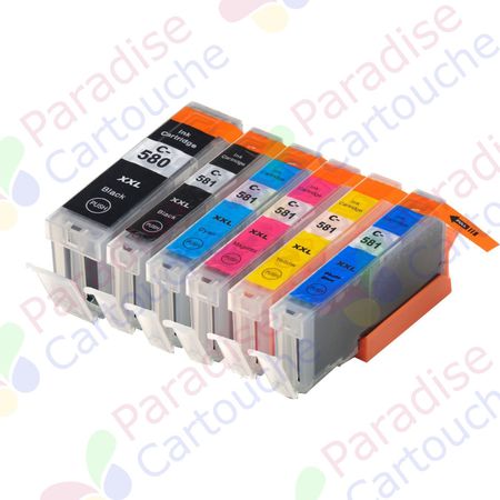 Canon PGI-580XXL & CLI-581XXL ensemble de 6 cartouches d'encre compatibles super haute capacité (Paradise Cartouche)