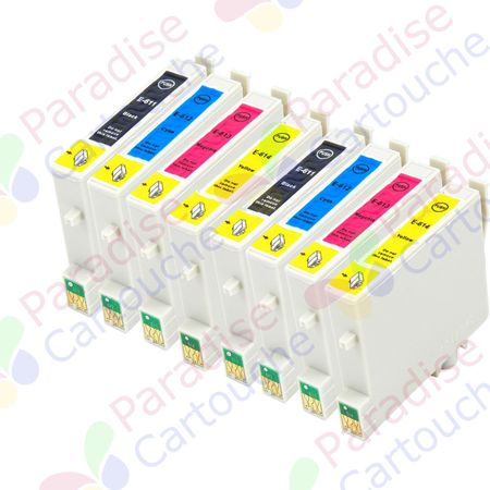 Epson T0615 ensemble de 8 cartouches d'encre compatibles (Paradise Cartouche)