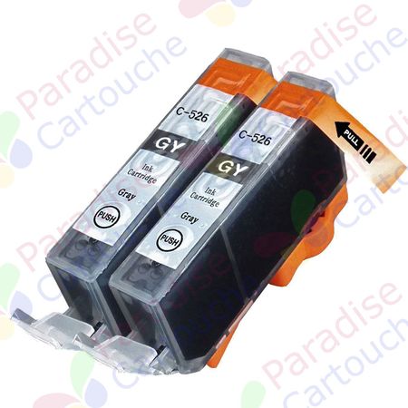 Canon CLI-526GY ensemble de 2 cartouches d'encre compatibles gris (Paradise Cartouche)