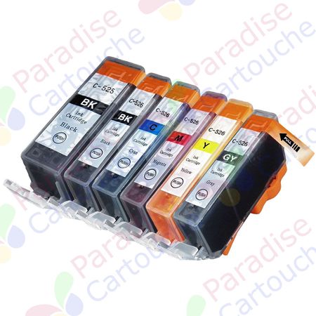 Canon PGI-525 & CLI-526 ensemble de 6 cartouches d'encre compatibles (Paradise Cartouche)