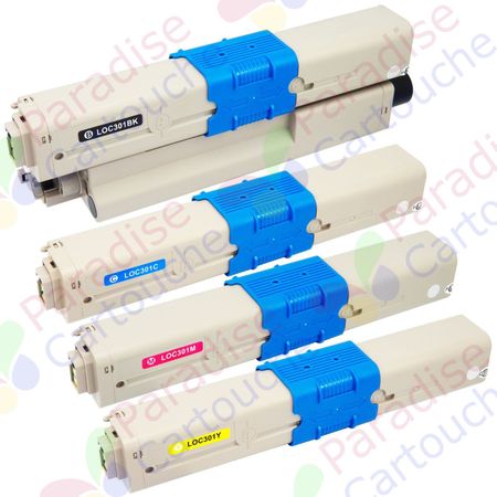 Oki C301, C321 ensemble de 4 toner compatibles (Paradise Cartouche)