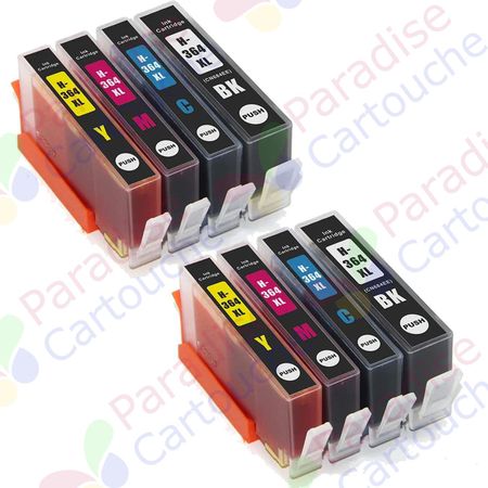 HP 364XL ensemble de 8 cartouches d'encre compatibles haute capacité (Paradise Cartouche)