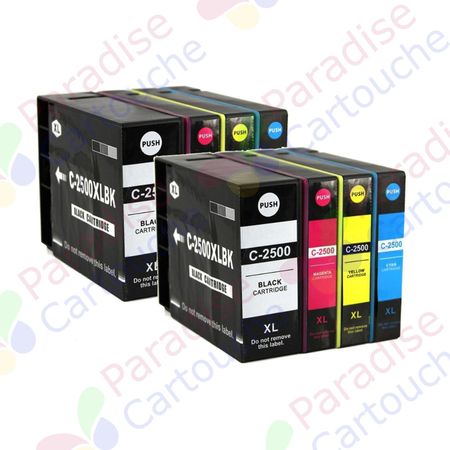 Canon PGI-2500XL ensemble de 8 cartouches d'encre compatibles haute capacité (Paradise Cartouche)