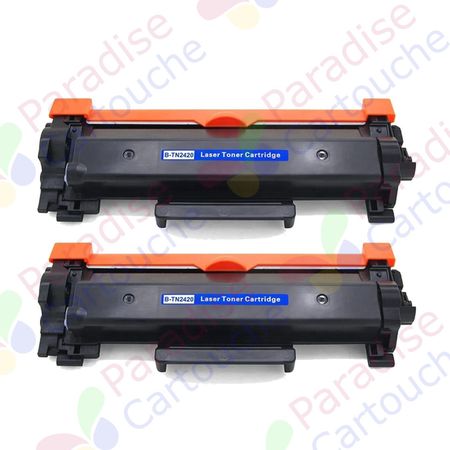 Brother TN2420 ensemble de 2 toner compatibles noir haute capacité (Paradise Cartouche)